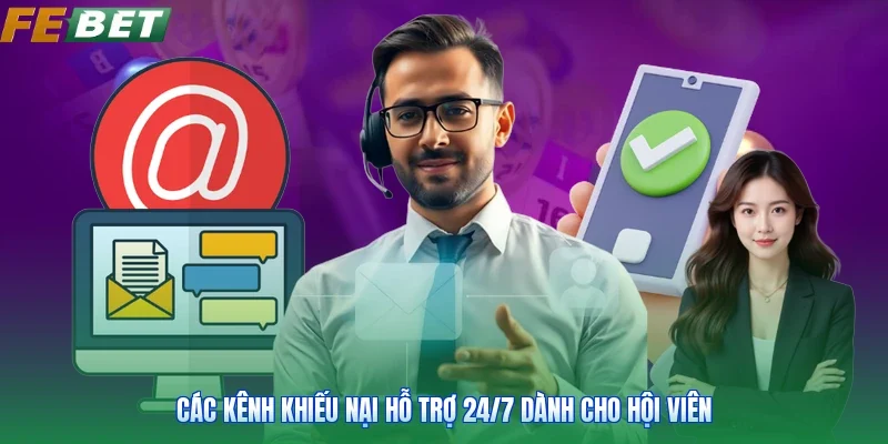 Các kênh khiếu nại hỗ trợ 24/7 dành cho hội viên
